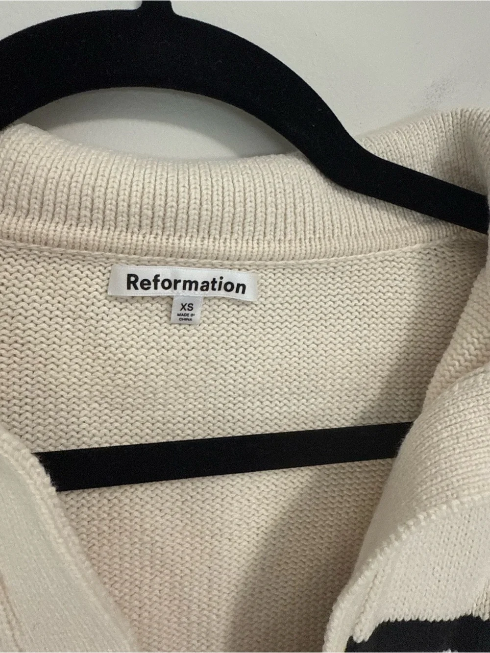 Reformation Francesco Cotton Polo Sweater Striped XS